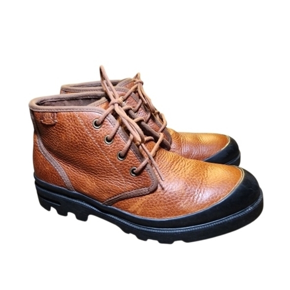 Polo Ralph Lauren Umar Ankle Chukka Boots Mens Size 8 Brown Tumbled Leather Shoe - Picture 1 of 9